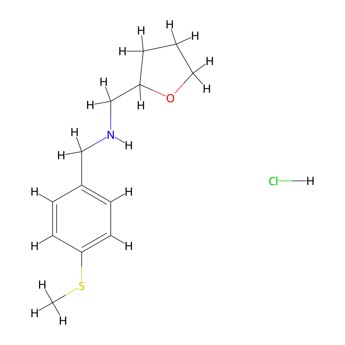 (4-Methylsulfanyl-benzyl)-(tetrahydro-furan-2-ylmethyl)-amine hydrochloride molecular structure, CAS 1049773-48-9