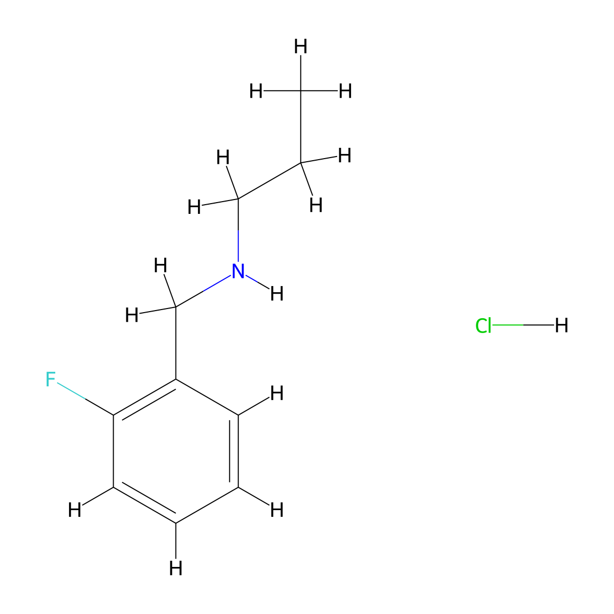 N-(2-Fluorobenzyl)-1-propanamine hydrochloride molecular structure, CAS 1049773-83-2