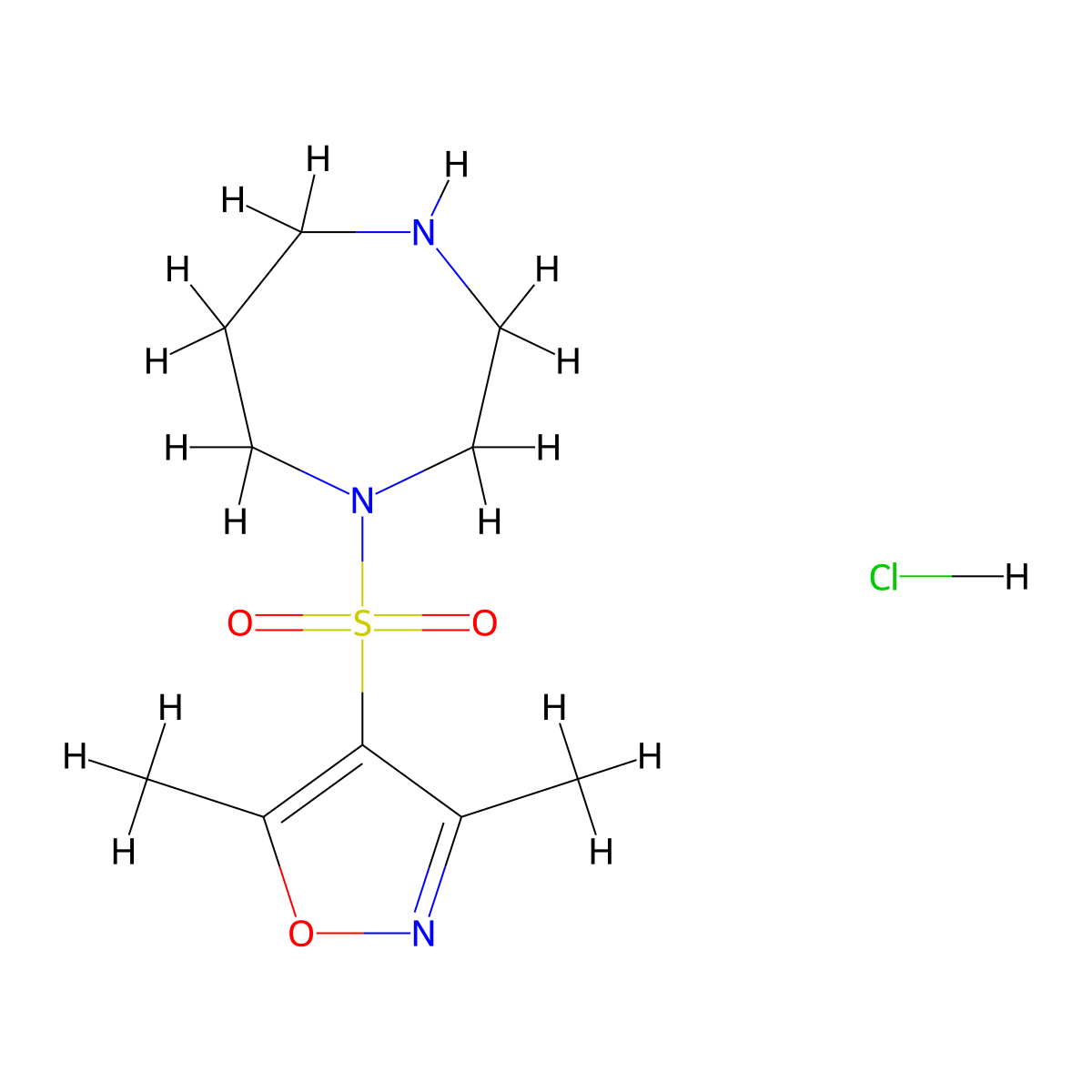 1-[(Dimethyl-1,2-oxazol-4-yl)sulfonyl]-1,4-diazepane hydrochloride molecular structure, CAS 1049775-82-7