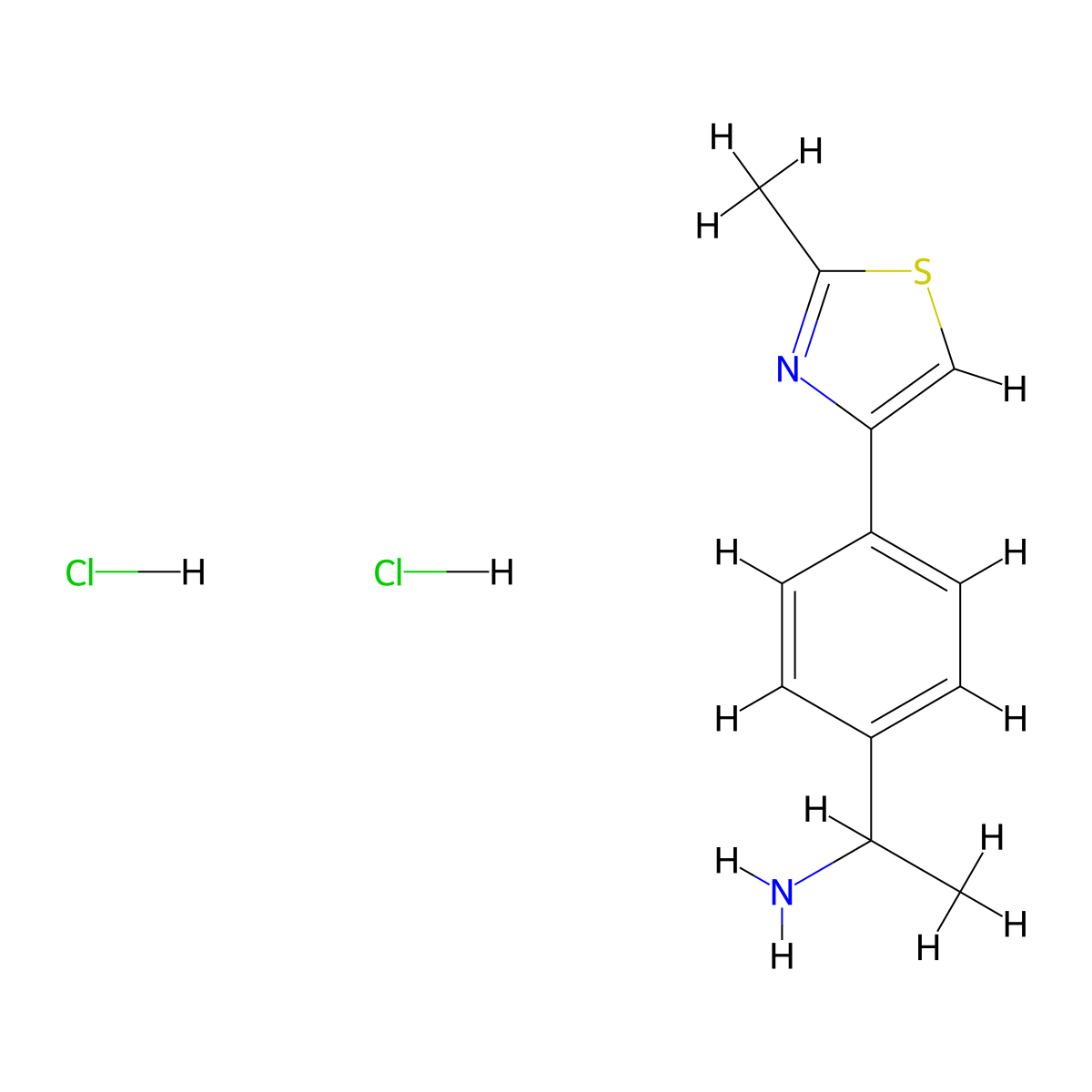 1-[4-(2-Methyl-1,3-thiazol-4-yl)phenyl]ethanamine dihydrochloride molecular structure, CAS 1049778-47-3