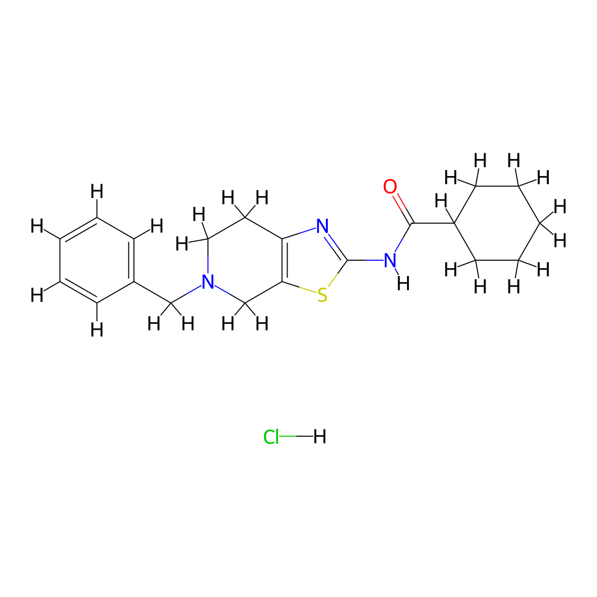 N-(5-benzyl-4,5,6,7-tetrahydrothiazolo[5,4-c]pyridin-2-yl)cyclohexanecarboxamide hydrochloride molecular structure, CAS 1049778-71-3