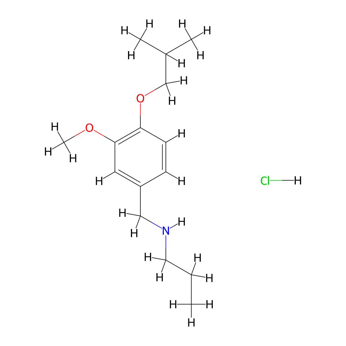 {[3-Methoxy-4-(2-methylpropoxy)phenyl]methyl}(propyl)amine hydrochloride molecular structure, CAS 1049781-64-7