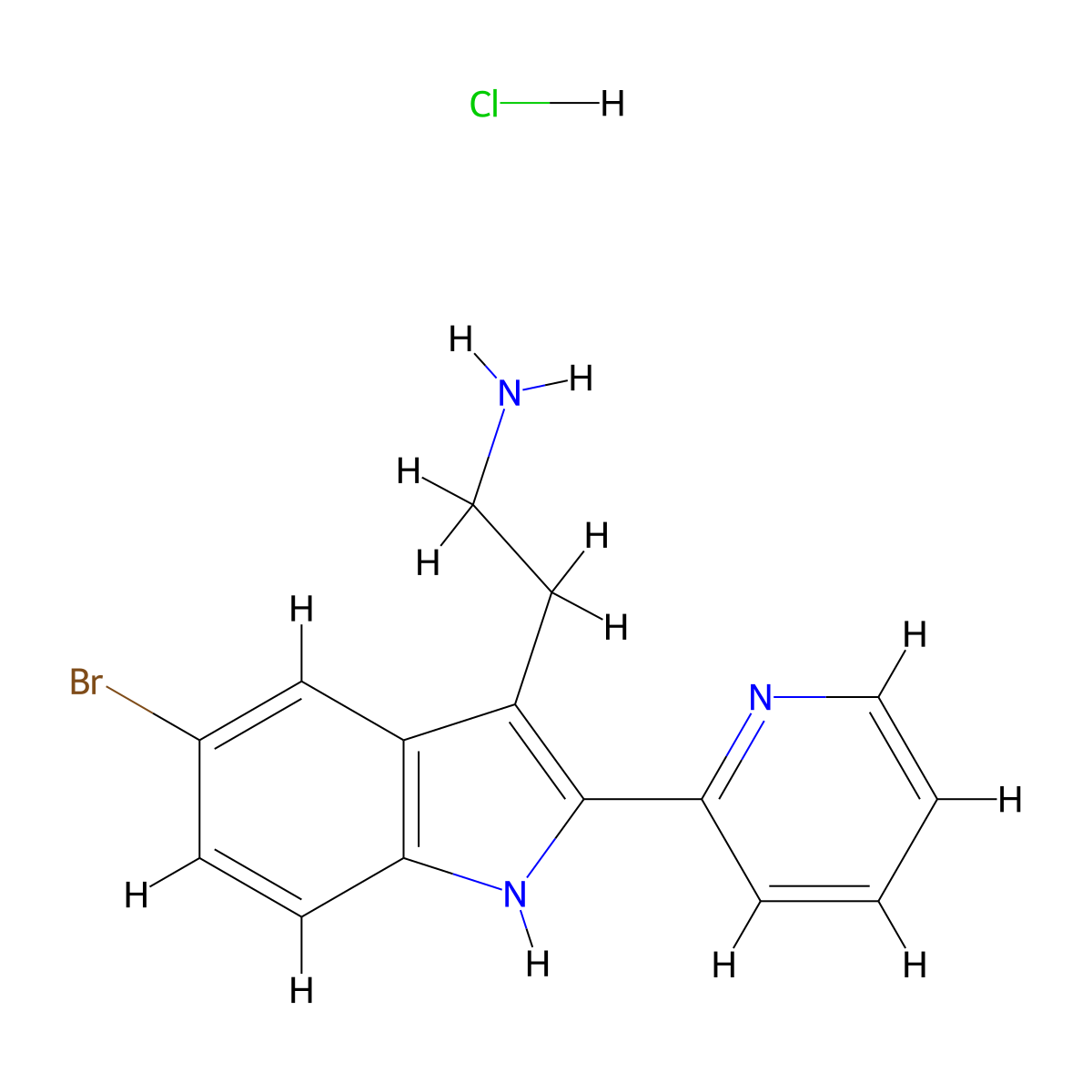 2-(5-Bromo-2-(pyridin-2-yl)-1H-indol-3-yl)ethanamine hydrochloride molecular structure, CAS 1049783-45-0