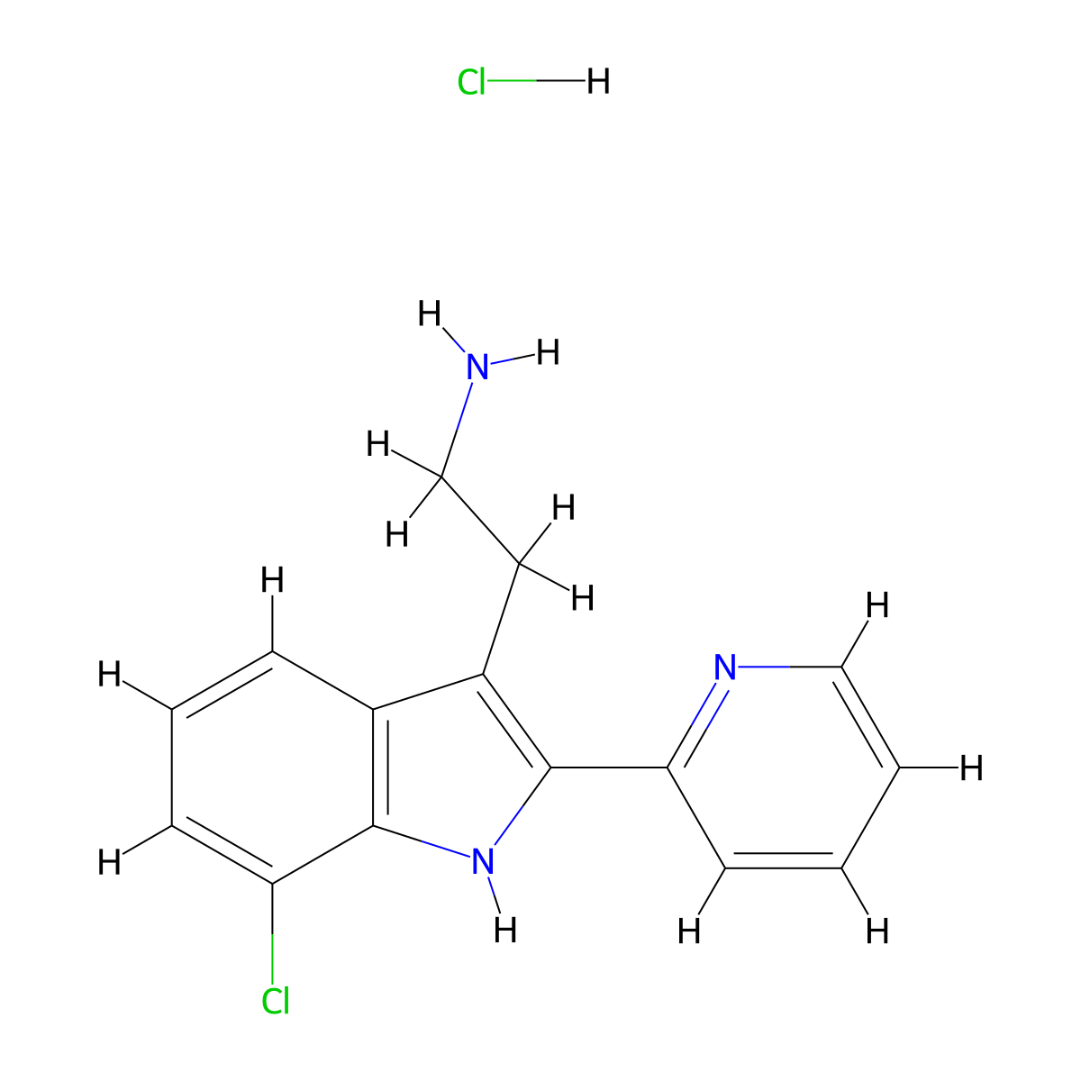 2-(7-Chloro-2-pyridin-2-yl-1H-indol-3-yl)-ethylamine monohydrochloride molecular structure, CAS 1049783-68-7