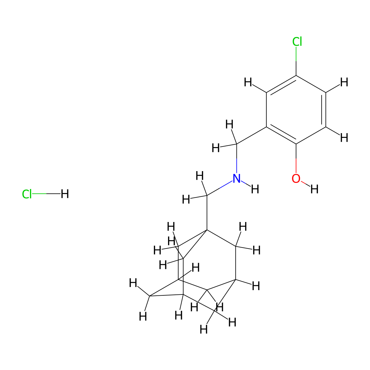 2-({[(Adamantan-1-yl)methyl]amino}methyl)-4-chlorophenol hydrochloride molecular structure, CAS 1049784-24-8