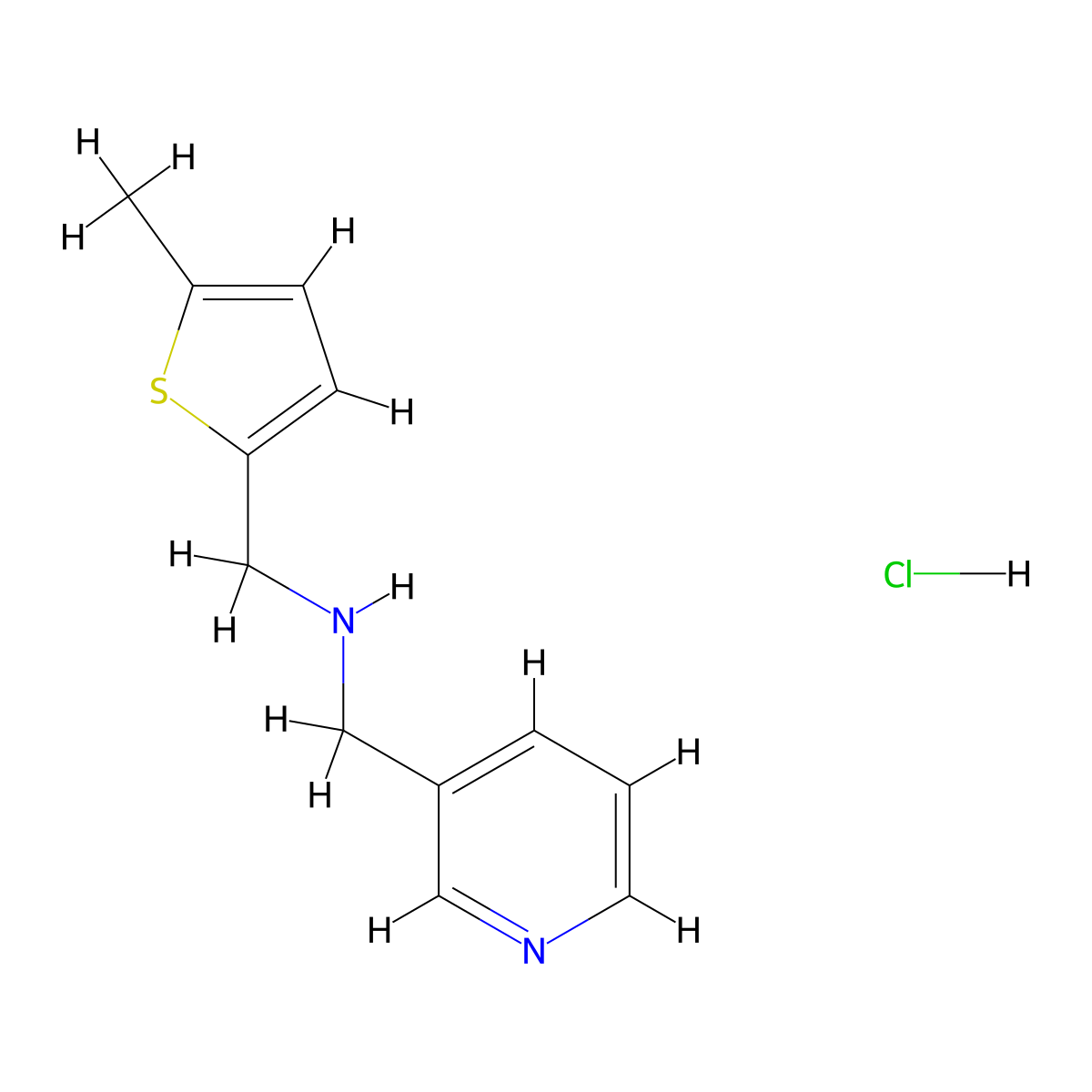 (5-Methyl-thiophen-2-ylmethyl)-pyridin-3-ylmethyl-amine hydrochloride molecular structure, CAS 1049784-50-0