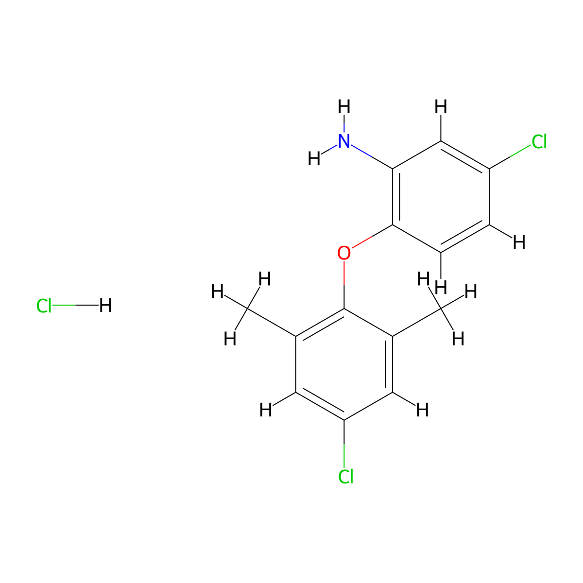 5-Chloro-2-(4-chloro-2,6-dimethylphenoxy)aniline hydrochloride molecular structure, CAS 1049784-98-6