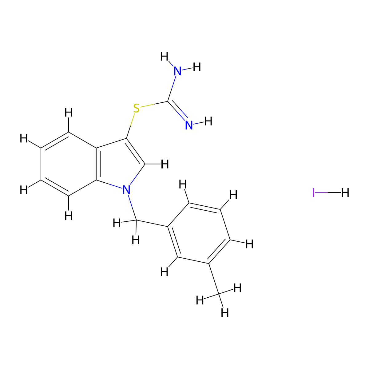 1-(3-Methylbenzyl)-1H-indol-3-yl imidothiocarbamate hydroiodide molecular structure, CAS 1049785-01-4