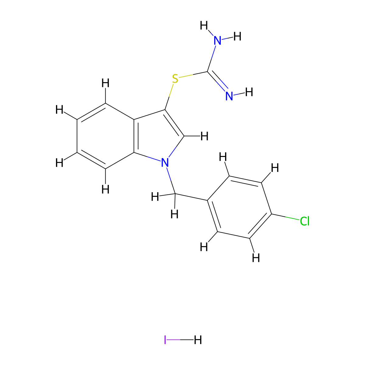 1-(4-Chlorobenzyl)-1H-indol-3-yl imidothiocarbamate hydroiodide molecular structure, CAS 1049785-06-9