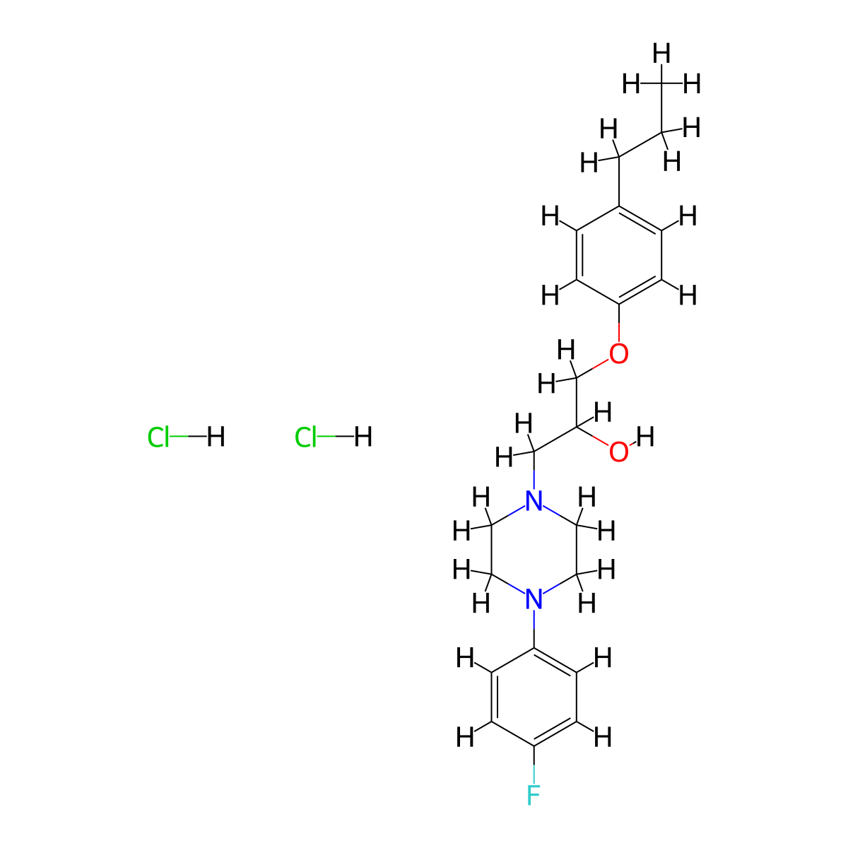 1-[4-(4-fluorophenyl)piperazin-1-yl]-3-(4-propylphenoxy)propan-2-ol Dihydrochloride molecular structure, CAS 1049785-07-0