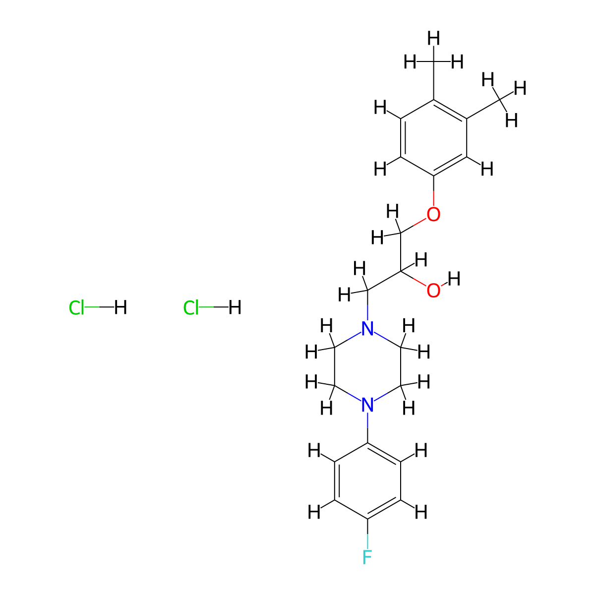 1-(3,4-Dimethylphenoxy)-3-(4-(4-fluorophenyl)piperazin-1-yl)propan-2-ol dihydrochloride molecular structure, CAS 1049785-18-3