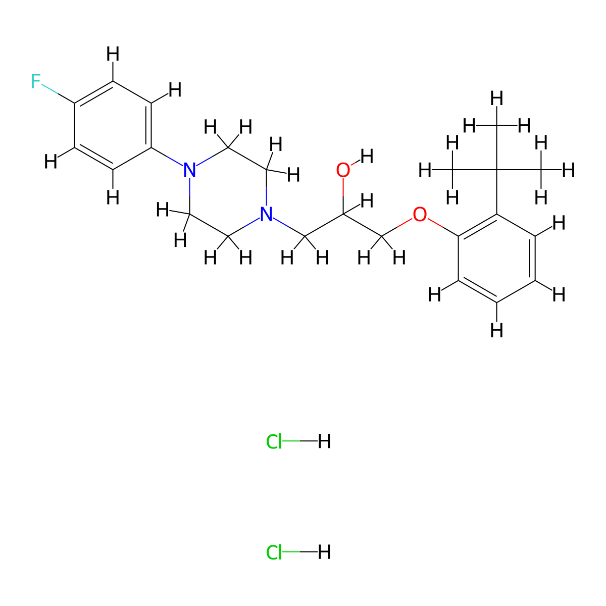 1-(2-Tert-butylphenoxy)-3-[4-(4-fluorophenyl)piperazin-1-yl]propan-2-ol dihydrochloride molecular structure, CAS 1049785-25-2