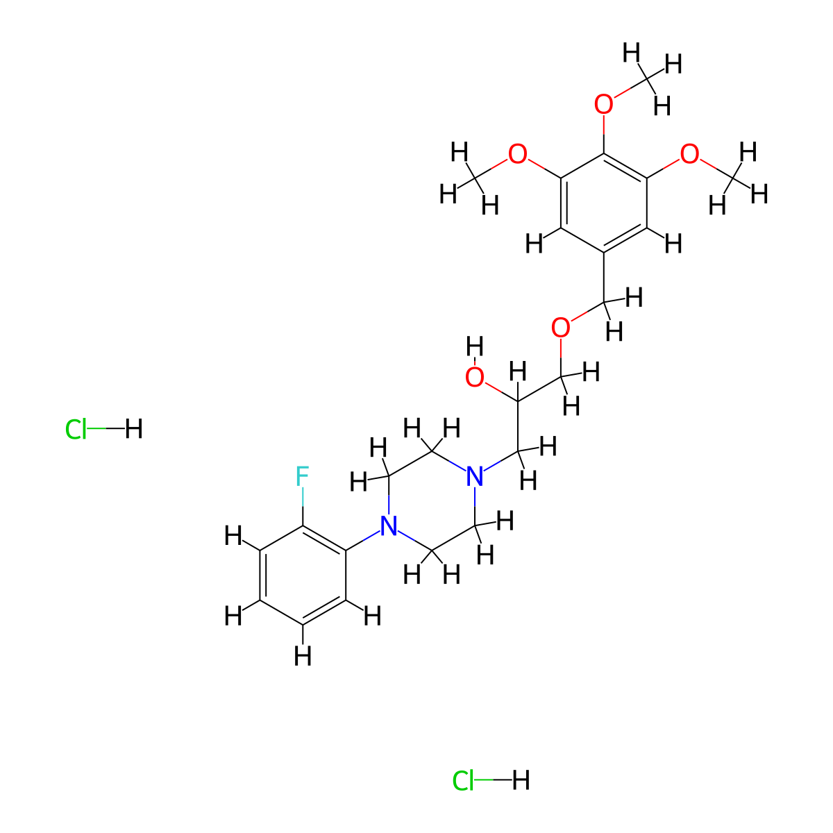 1-(4-(2-Fluorophenyl)piperazin-1-yl)-3-((3,4,5-trimethoxybenzyl)oxy)propan-2-ol dihydrochloride molecular structure, CAS 1049785-95-6