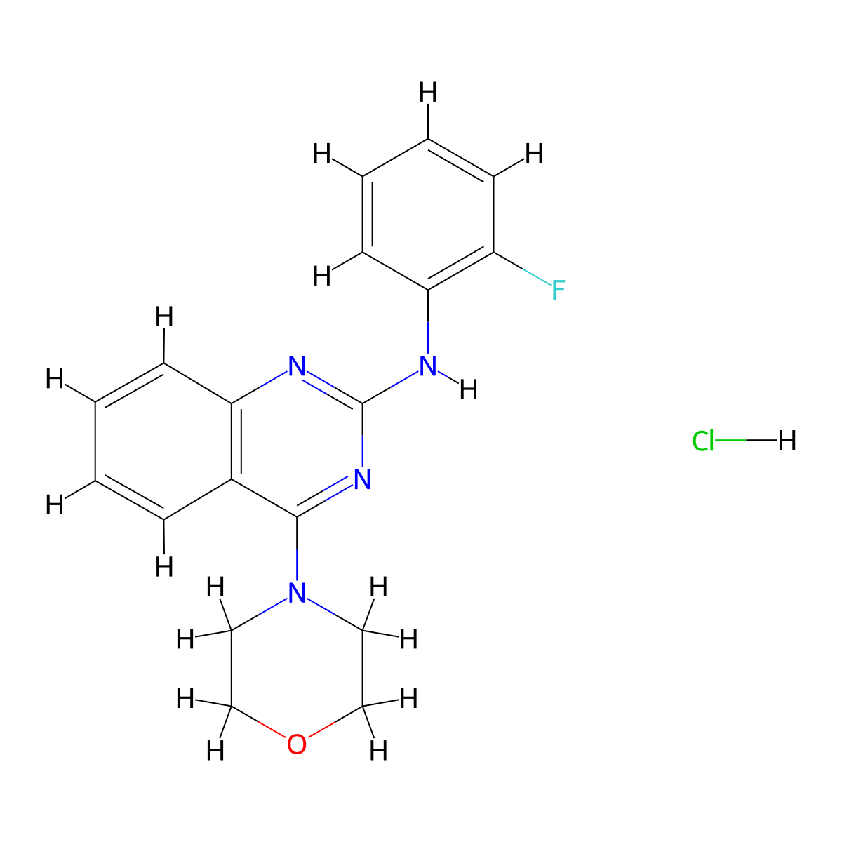 N-(2-fluorophenyl)-4-morpholinoquinazolin-2-amine hydrochloride molecular structure, CAS 1049786-74-4