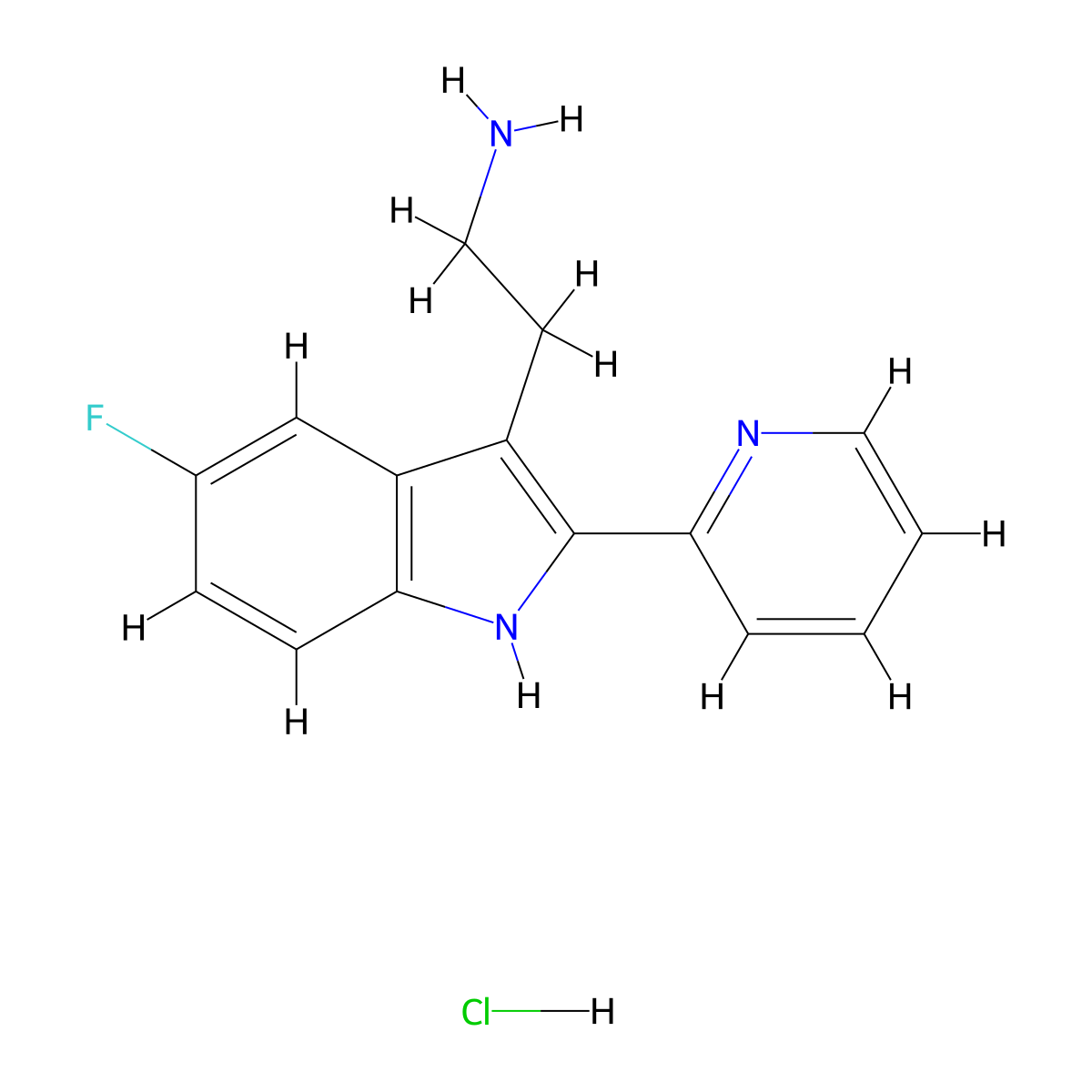3-(2-Aminoethyl)-5-fluoro-2-pyridin-2-yl-1H-indole hydrochloride molecular structure, CAS 1049787-50-9
