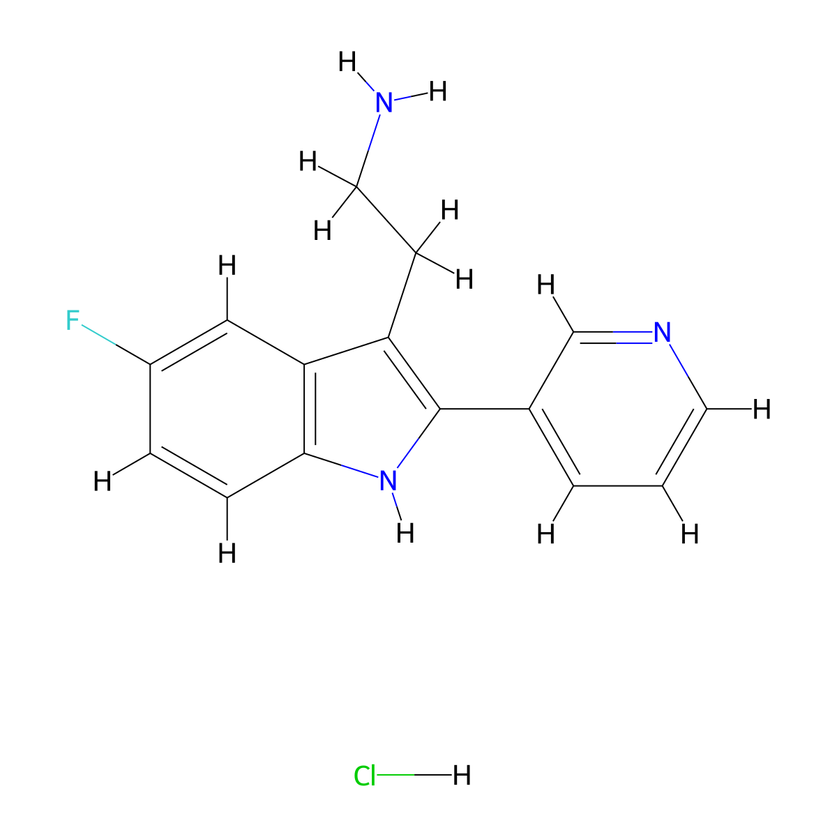 3-(2-Aminoethyl)-5-fluoro-2-pyridin-3-yl-1H-indole hydrochloride molecular structure, CAS 1049787-77-0