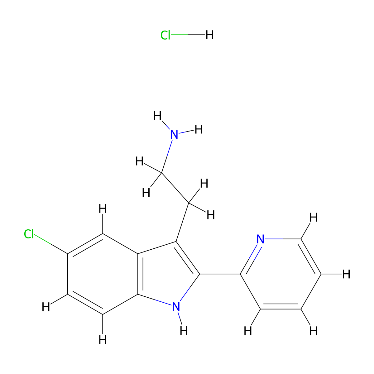 2-(5-Chloro-2-pyridin-2-YL-1H-indol-3-YL)-ethylamine monohydrochloride molecular structure, CAS 1049787-82-7