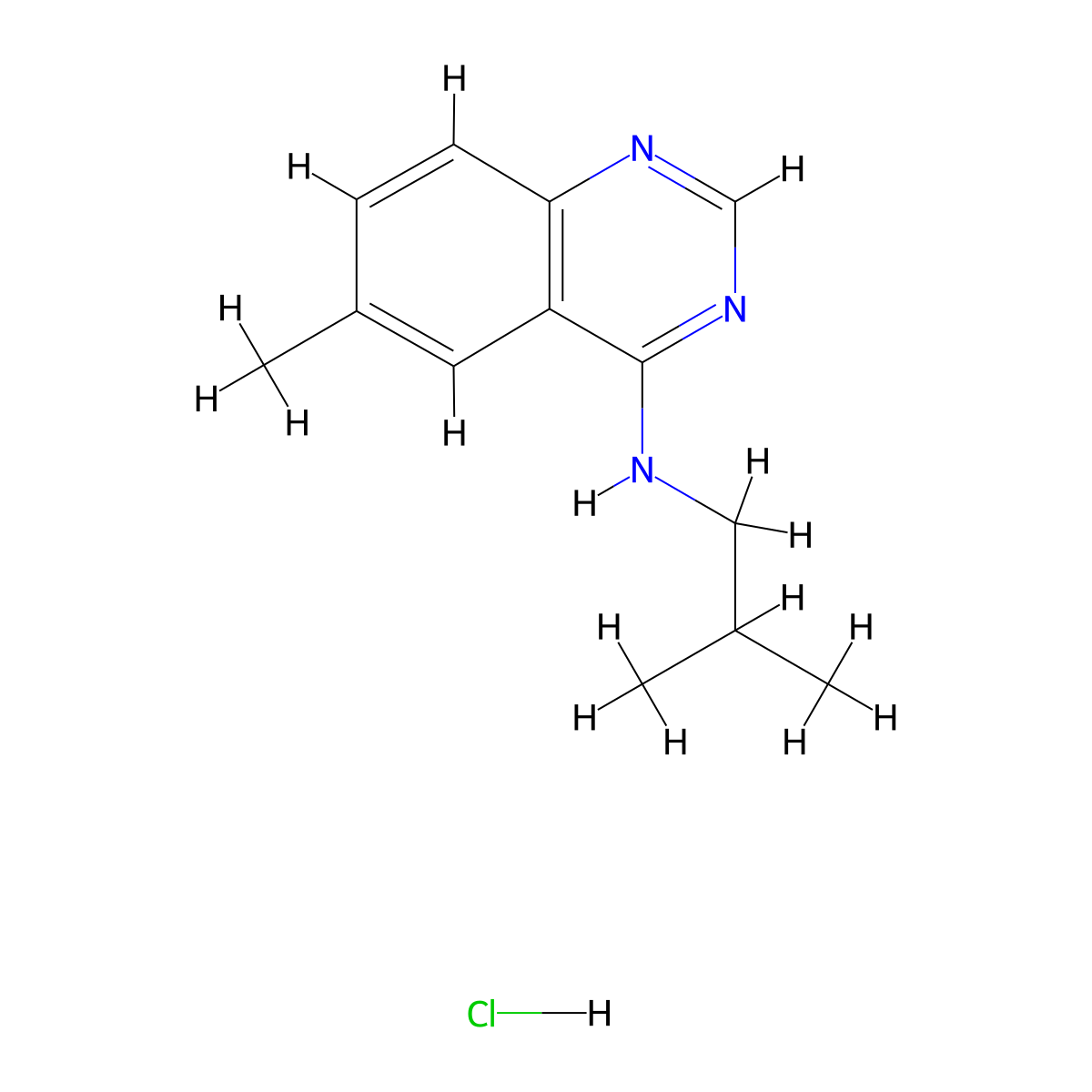 (2-Methylpropyl)(6-methylquinazolin-4-yl)amine, chloride molecular structure, CAS 1049789-09-4