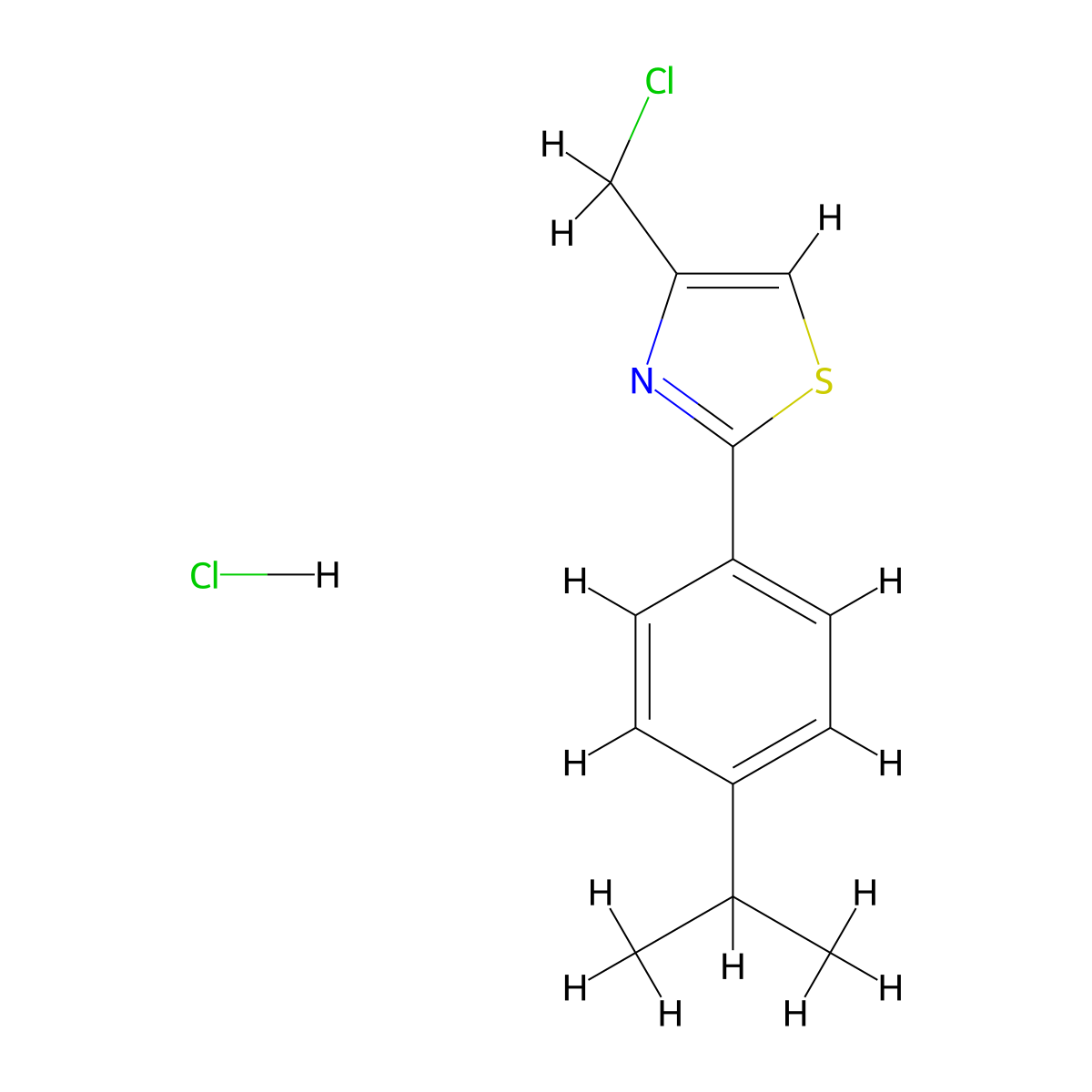 4-(Chloromethyl)-2-(4-(propan-2-yl)phenyl)-1,3-thiazole hydrochloride molecular structure, CAS 1049790-37-5