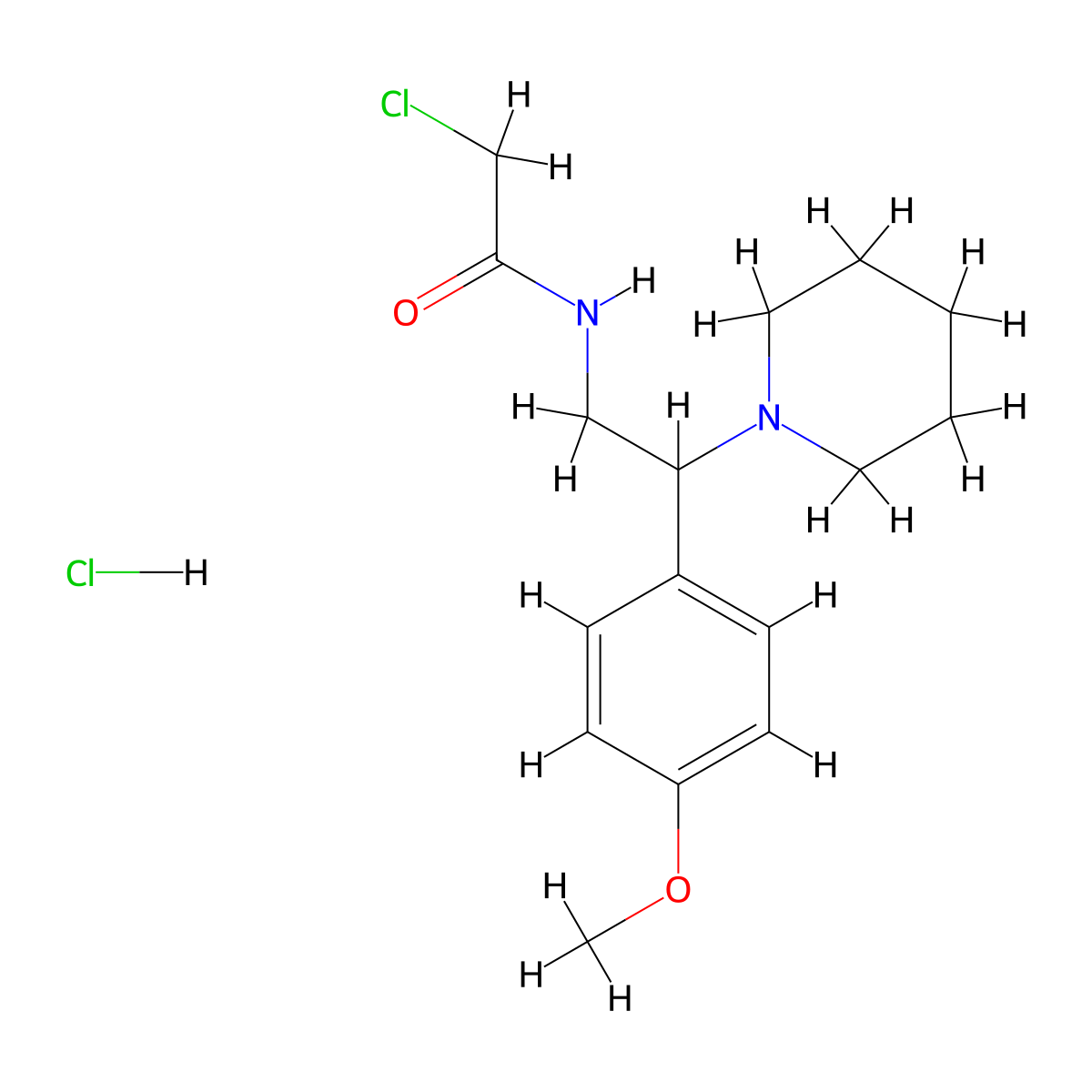 2-chloro-N-[2-(4-methoxyphenyl)-2-(piperidin-1-yl)ethyl]acetamide hydrochloride molecular structure, CAS 1049790-47-7