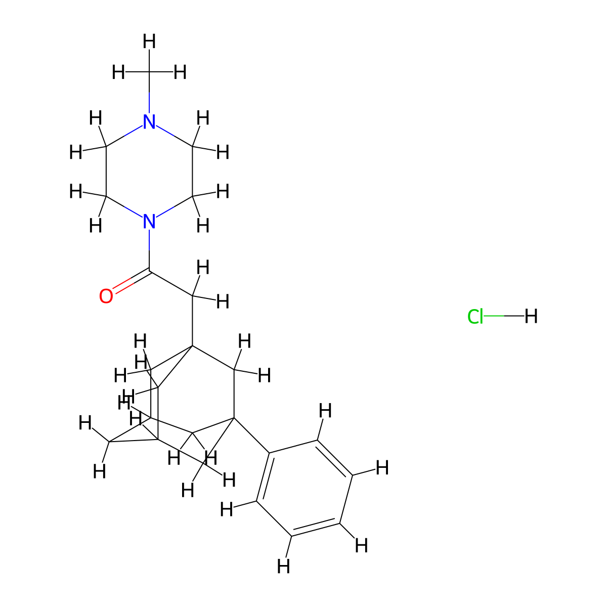 1-(4-Methylpiperazin-1-yl)-2-(3-phenyladamantan-1-yl)ethan-1-one hydrochloride molecular structure, CAS 1049790-91-1