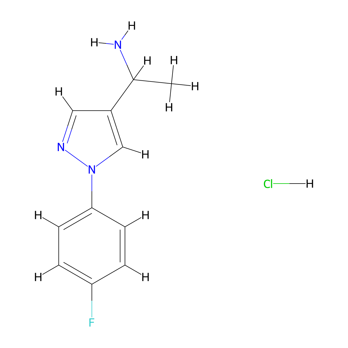 {1-[1-(4-Fluorophenyl)-1H-pyrazol-4-yl]ethyl}amine hydrochloride molecular structure, CAS 1049791-73-2