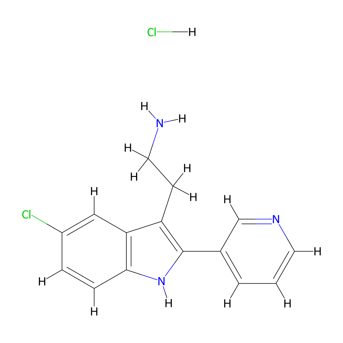 3-(2-Aminoethyl)-5-chloro-2-pyridin-3-yl-1H-indole hydrochloride molecular structure, CAS 1049791-81-2