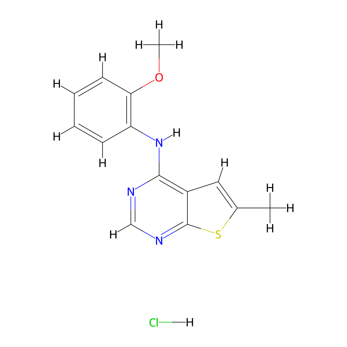 N-(2-methoxyphenyl)-6-methylthieno[2,3-d]pyrimidin-4-amine hydrochloride molecular structure, CAS 1049793-17-0