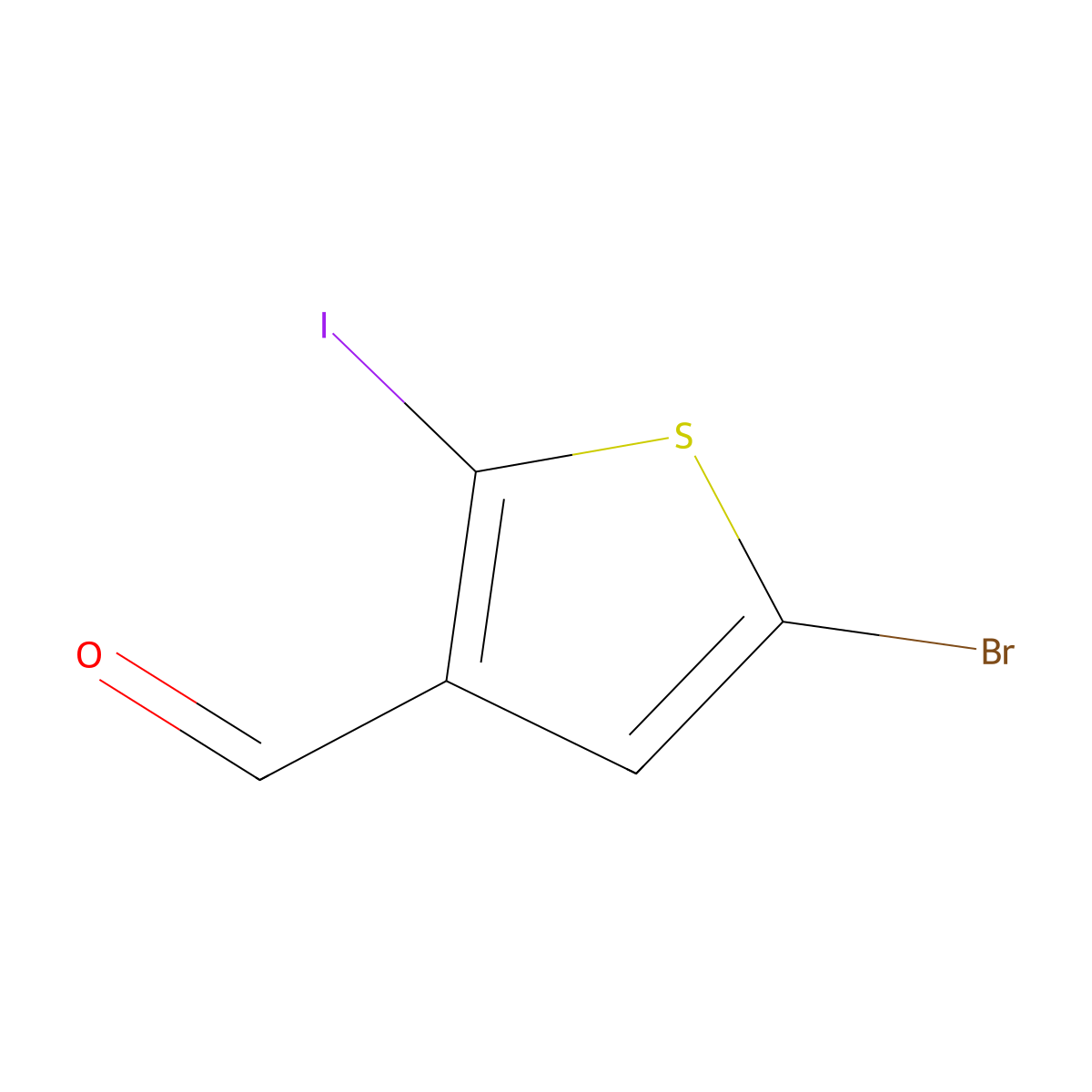 5-Bromo-2-iodothiophene-3-carbaldehyde molecular structure, CAS 1049800-81-8