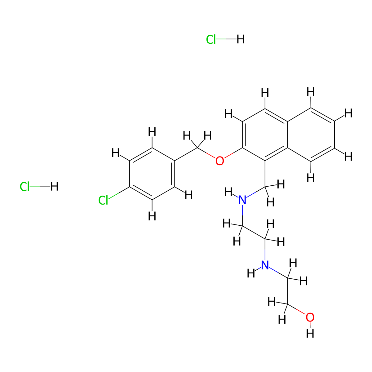 [2-[(4-Chlorophenyl)methoxy]naphthalen-1-yl]methyl-[2-(2-hydroxyethylazaniumyl)ethyl]azanium;dichloride molecular structure, CAS 1049803-65-7