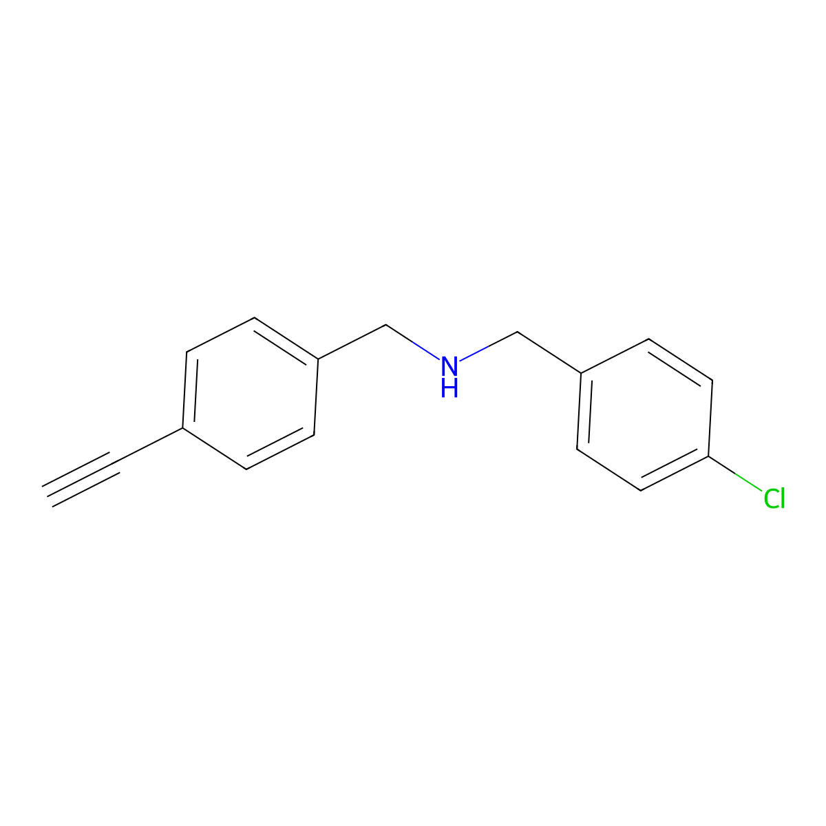 N-(4-chlorobenzyl)-1-(4-ethynylphenyl)methanamine molecular structure, CAS 1049809-94-0