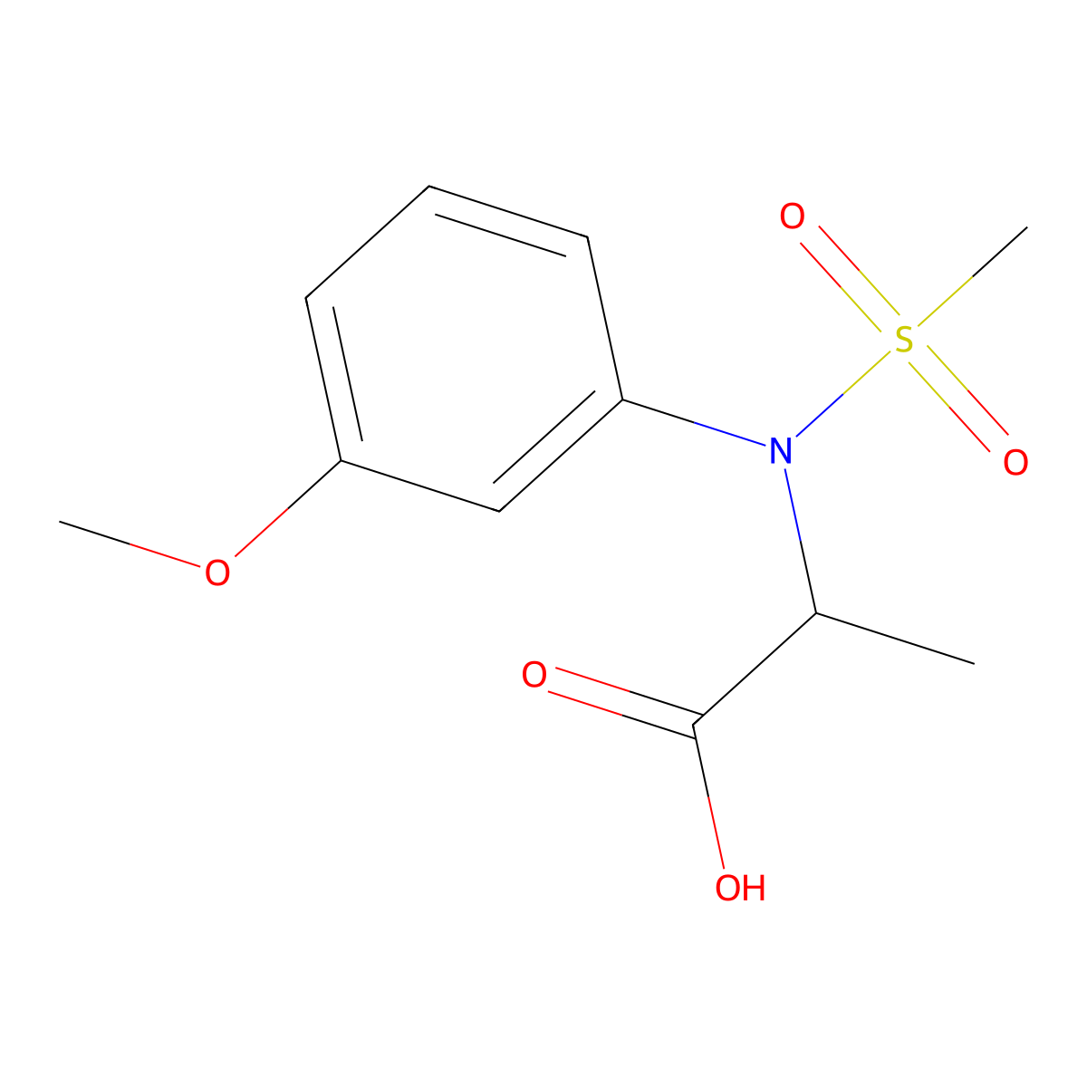 N-(3-methoxyphenyl)-N-(methylsulfonyl)alanine molecular structure, CAS 1049810-59-4