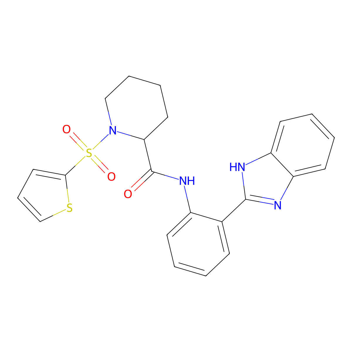 N-(2-(1H-benzo[d]imidazol-2-yl)phenyl)-1-(thiophen-2-ylsulfonyl)piperidine-2-carboxamide molecular structure, CAS 1049829-31-3