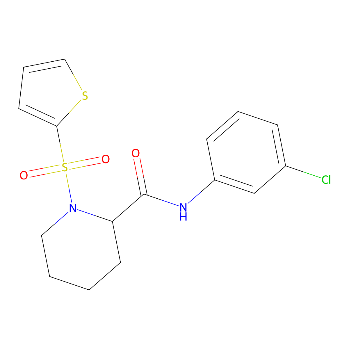 N-(3-chlorophenyl)-1-(thiophene-2-sulfonyl)piperidine-2-carboxamide molecular structure, CAS 1049831-78-8
