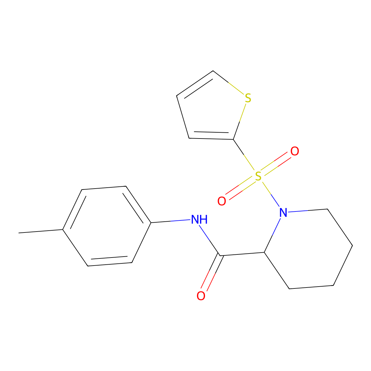 1-(thiophen-2-ylsulfonyl)-N-(p-tolyl)piperidine-2-carboxamide molecular structure, CAS 1049831-87-9