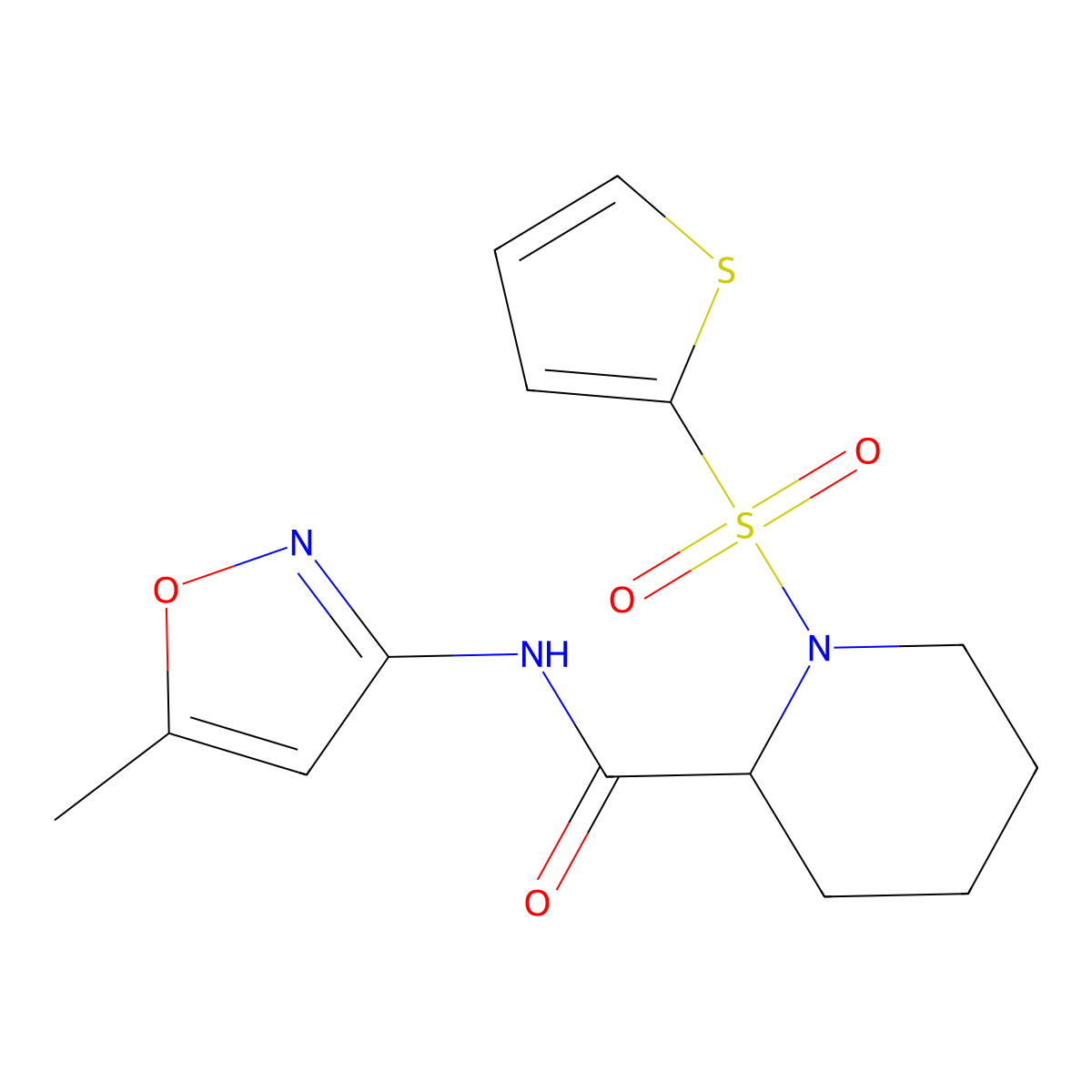 N-(5-methylisoxazol-3-yl)-1-(thiophen-2-ylsulfonyl)piperidine-2-carboxamide molecular structure, CAS 1049832-19-0