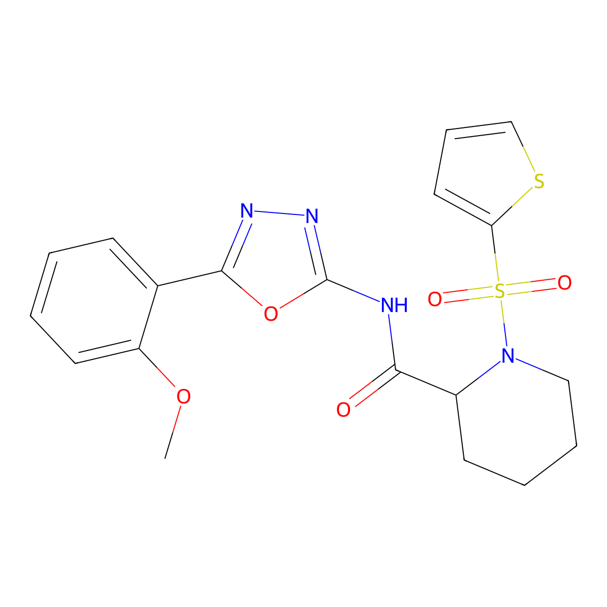 N-(5-(2-methoxyphenyl)-1,3,4-oxadiazol-2-yl)-1-(thiophen-2-ylsulfonyl)piperidine-2-carboxamide molecular structure, CAS 1049832-26-9