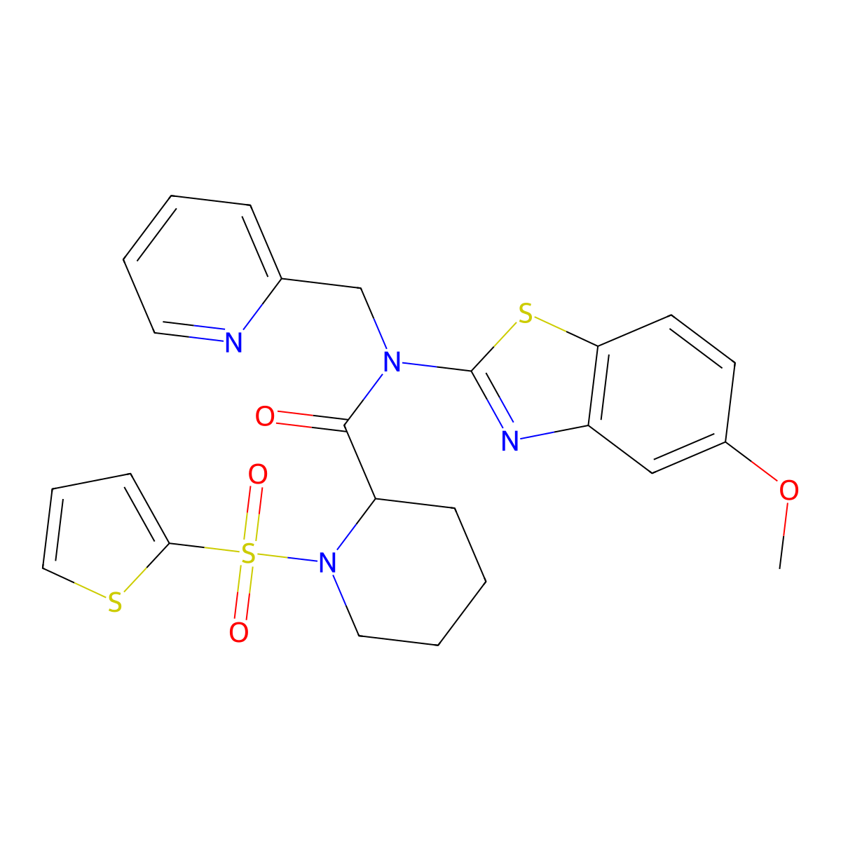 N-(5-methoxy-1,3-benzothiazol-2-yl)-N-[(pyridin-2-yl)methyl]-1-(thiophene-2-sulfonyl)piperidine-2-carboxamide molecular structure, CAS 1049849-13-9