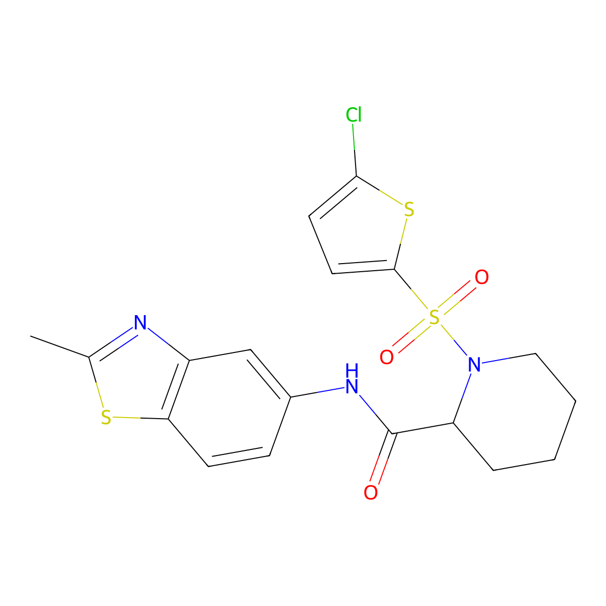 1-[(5-chlorothiophen-2-yl)sulfonyl]-N-(2-methyl-1,3-benzothiazol-5-yl)piperidine-2-carboxamide molecular structure, CAS 1049862-06-7