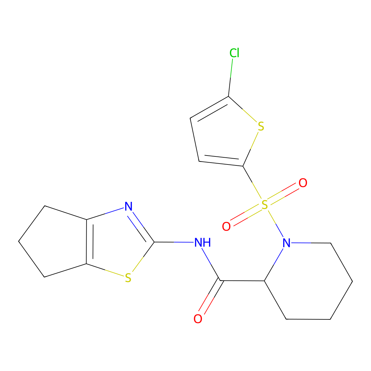 1-((5-chlorothiophen-2-yl)sulfonyl)-N-(5,6-dihydro-4H-cyclopenta[d]thiazol-2-yl)piperidine-2-carboxamide molecular structure, CAS 1049864-29-0