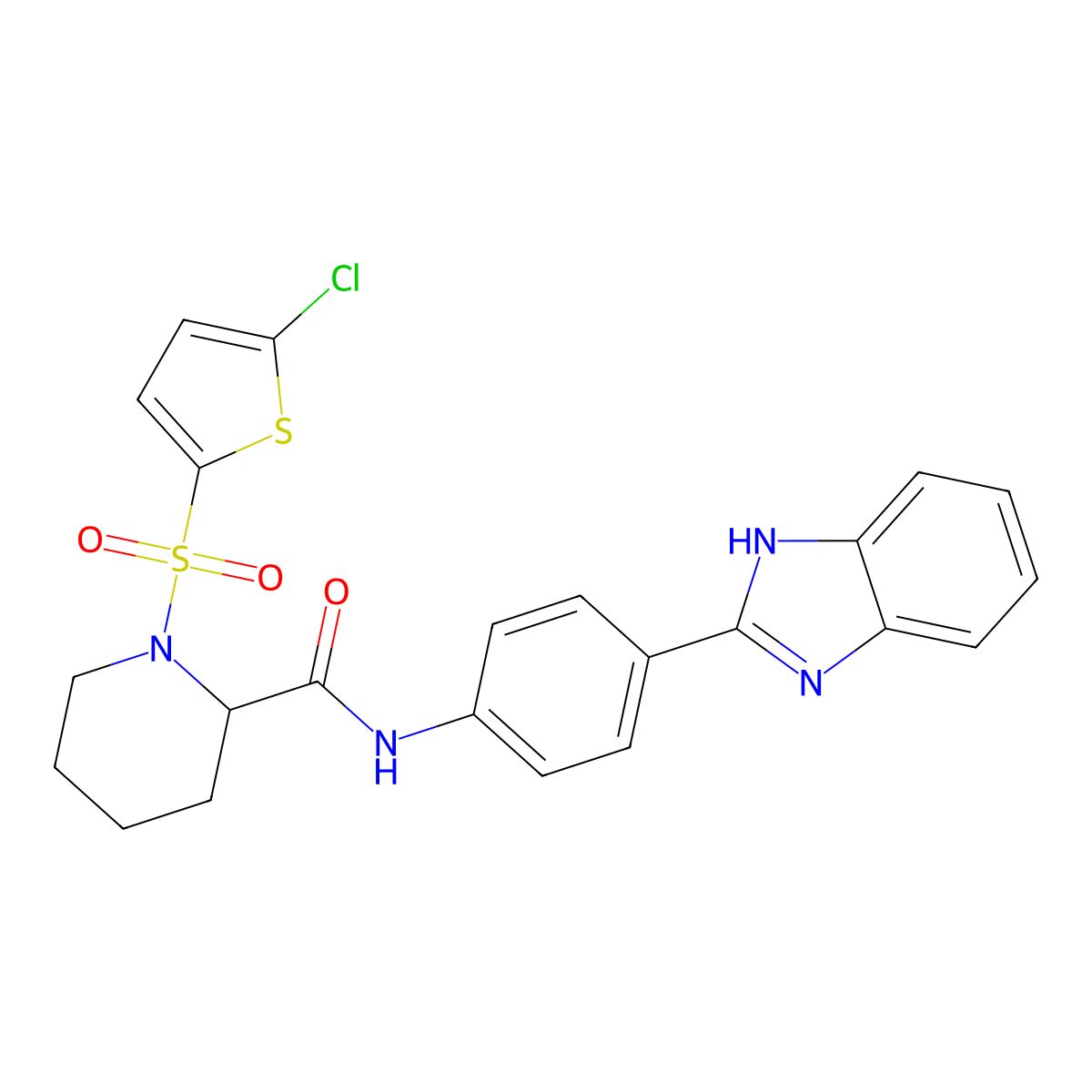N-(4-(1H-benzo[d]imidazol-2-yl)phenyl)-1-((5-chlorothiophen-2-yl)sulfonyl)piperidine-2-carboxamide molecular structure, CAS 1049864-42-7
