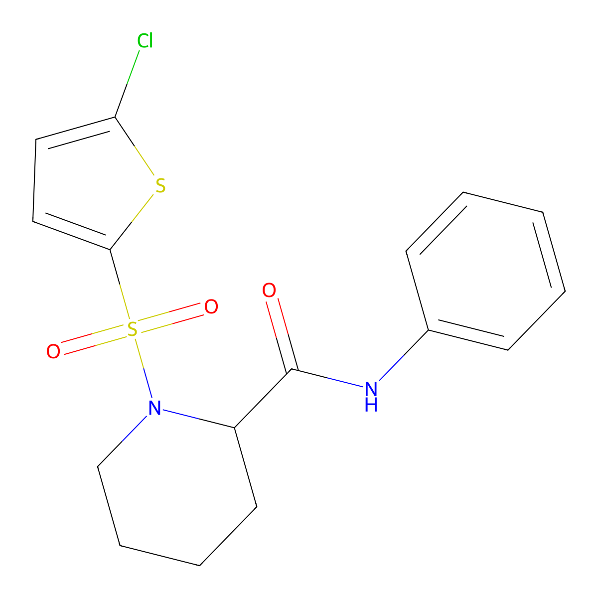 1-[(5-chlorothiophen-2-yl)sulfonyl]-N-phenylpiperidine-2-carboxamide molecular structure, CAS 1049865-44-2