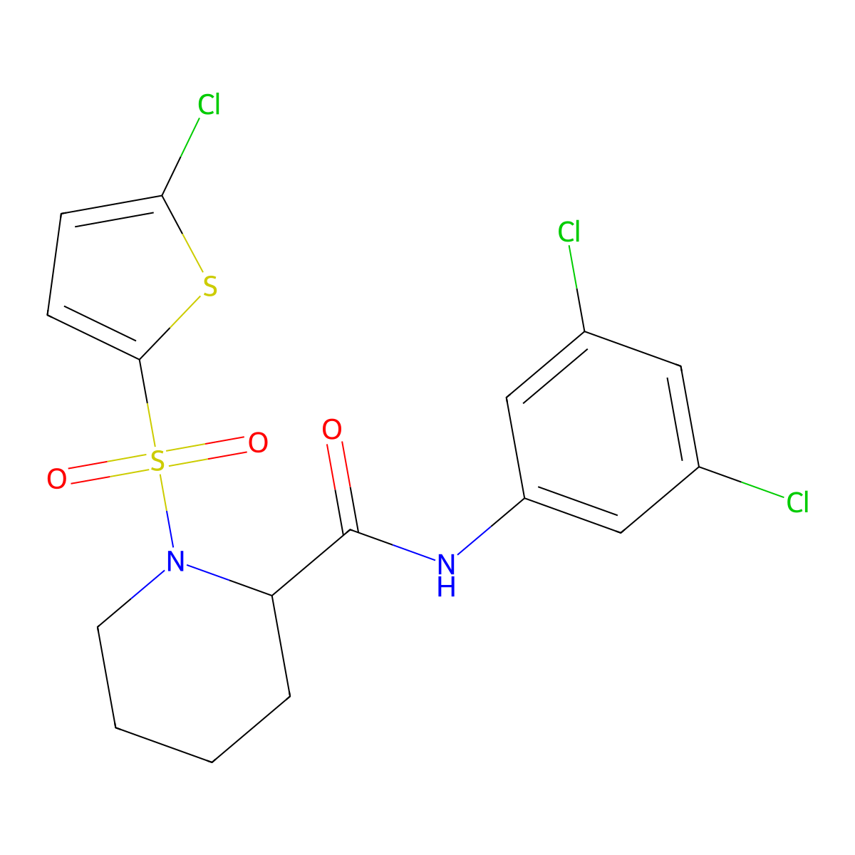 1-[(5-chlorothiophen-2-yl)sulfonyl]-N-(3,5-dichlorophenyl)piperidine-2-carboxamide molecular structure, CAS 1049865-65-7