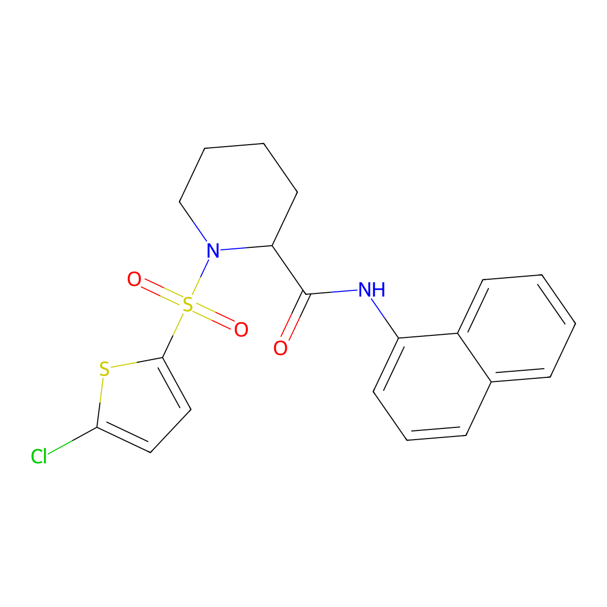 1-[(5-chlorothiophen-2-yl)sulfonyl]-N-(naphthalen-1-yl)piperidine-2-carboxamide molecular structure, CAS 1049865-80-6