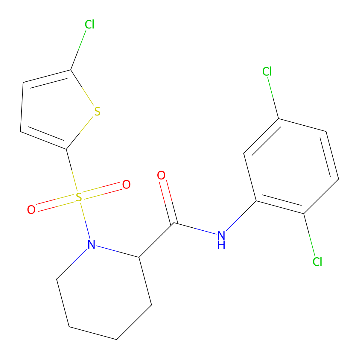 1-((5-chlorothiophen-2-yl)sulfonyl)-N-(2,5-dichlorophenyl)piperidine-2-carboxamide molecular structure, CAS 1049865-88-4