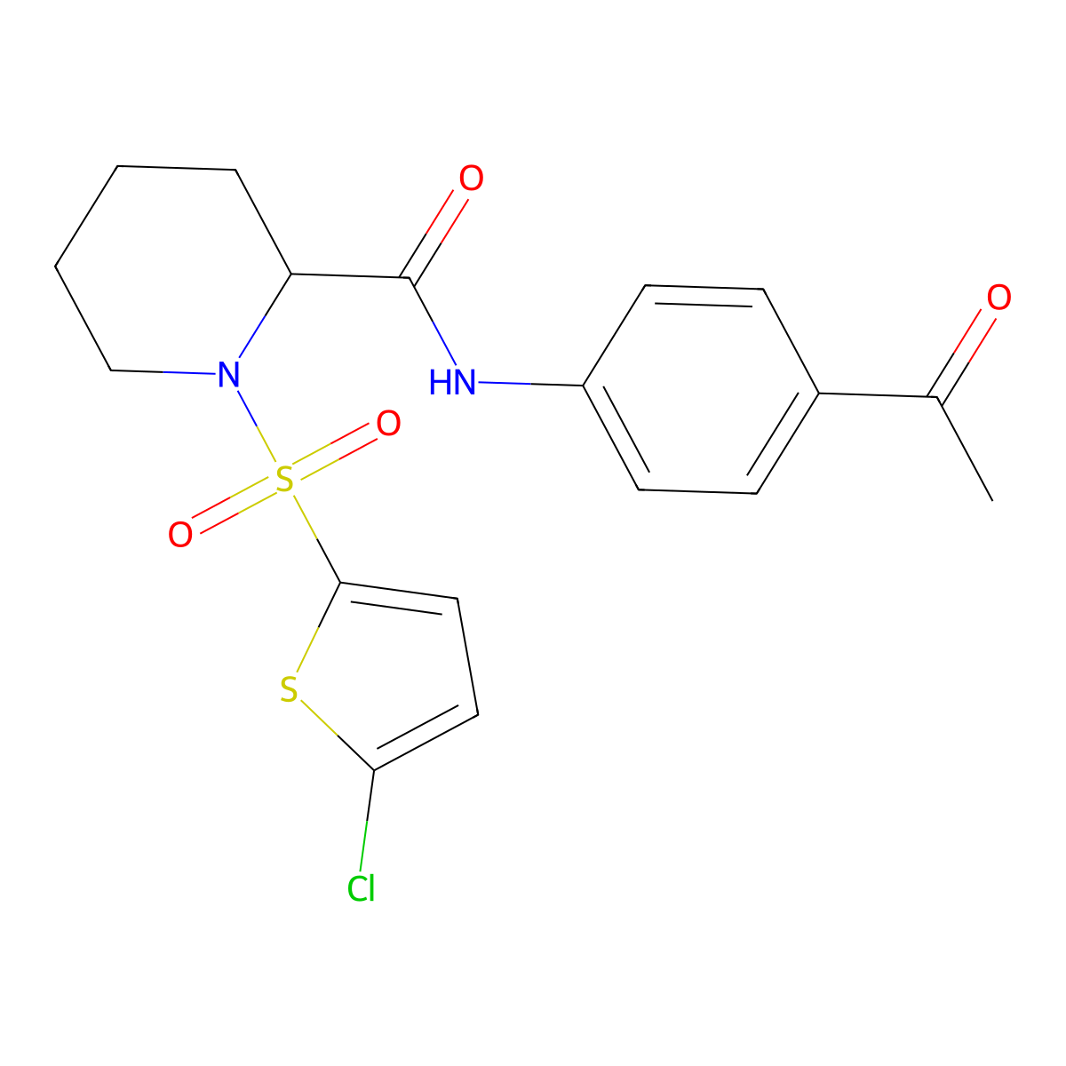 N-(4-acetylphenyl)-1-((5-chlorothiophen-2-yl)sulfonyl)piperidine-2-carboxamide molecular structure, CAS 1049865-92-0
