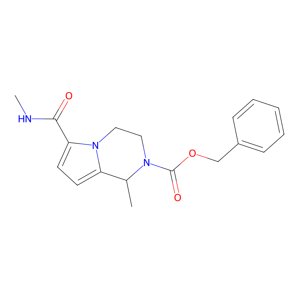 benzyl 1-methyl-6-(methylcarbamoyl)-1H,2H,3H,4H-pyrrolo(1,2-a)pyrazine-2-carboxylate molecular structure, CAS 1049872-76-5