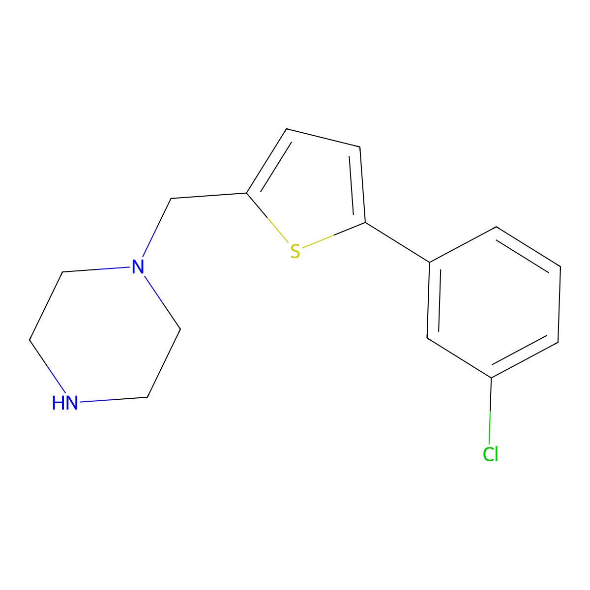 1-{[5-(3-Chlorophenyl)thiophen-2-yl]methyl}piperazine molecular structure, CAS 1049872-82-3