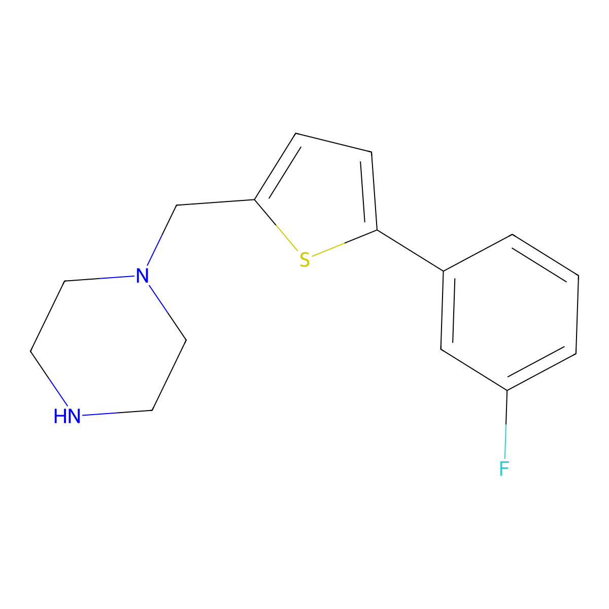1-((5-(3-Fluorophenyl)thiophen-2-yl)methyl)piperazine molecular structure, CAS 1049872-87-8