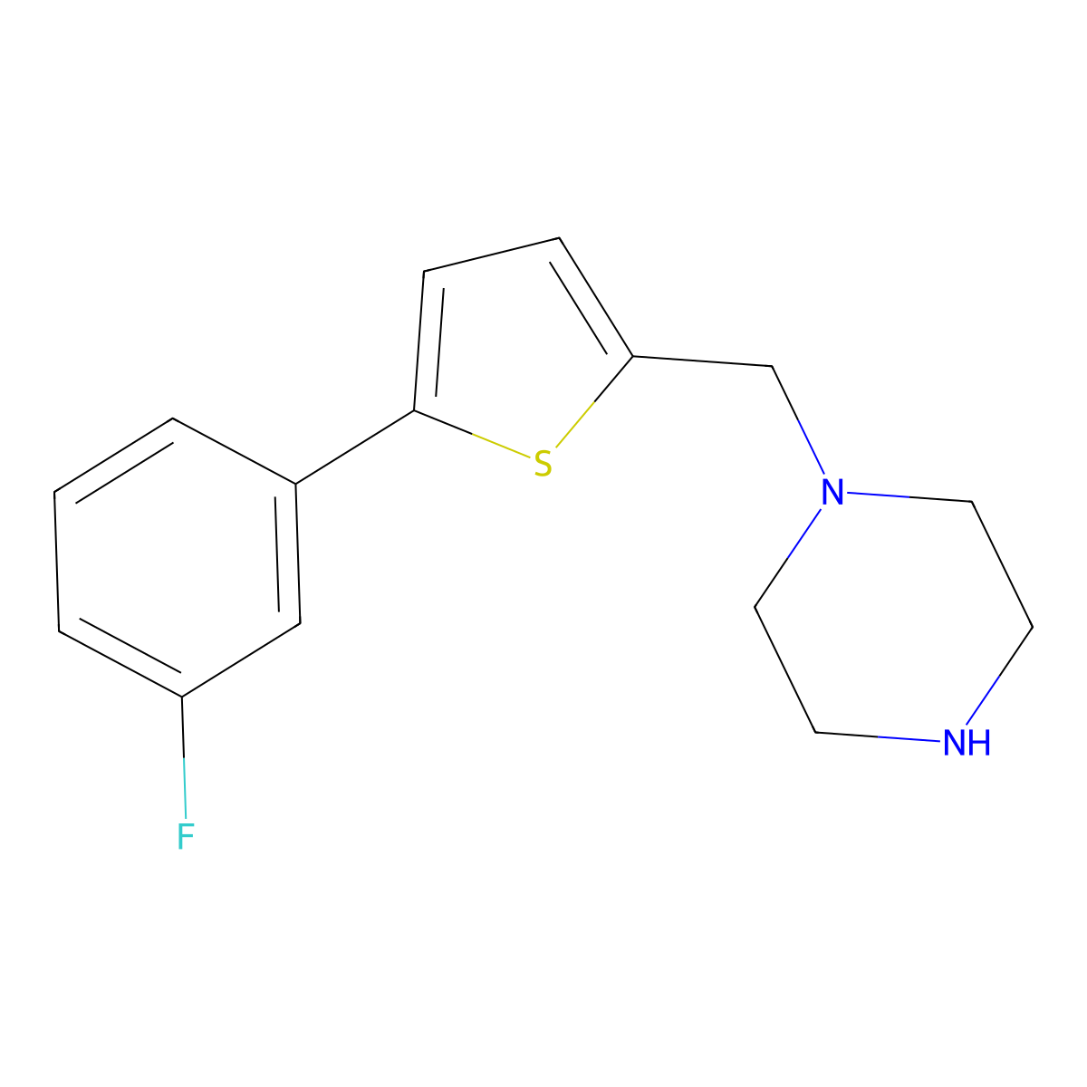 1-((5-(3-Fluorophenyl)thiophen-2-yl)methyl)piperazine molecular structure, CAS 1049872-87-8